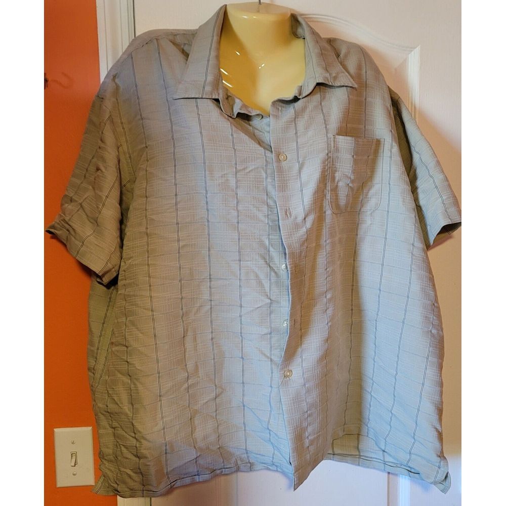 vintage‎ Geoffrey Beene men's dress shirt short sleeve XXL multi-color w/stripes